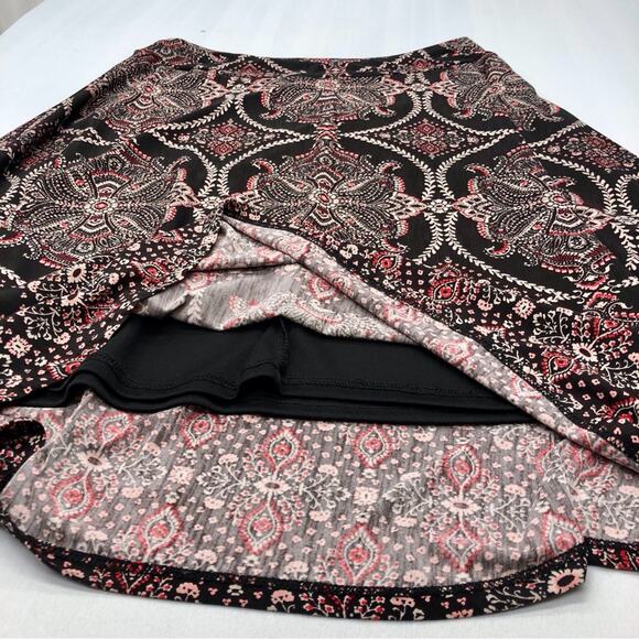 Reneec Flare A LIne Brown Orange Cream Paisley Skirt Fully Lined Banded Waist - Picture 6 of 16